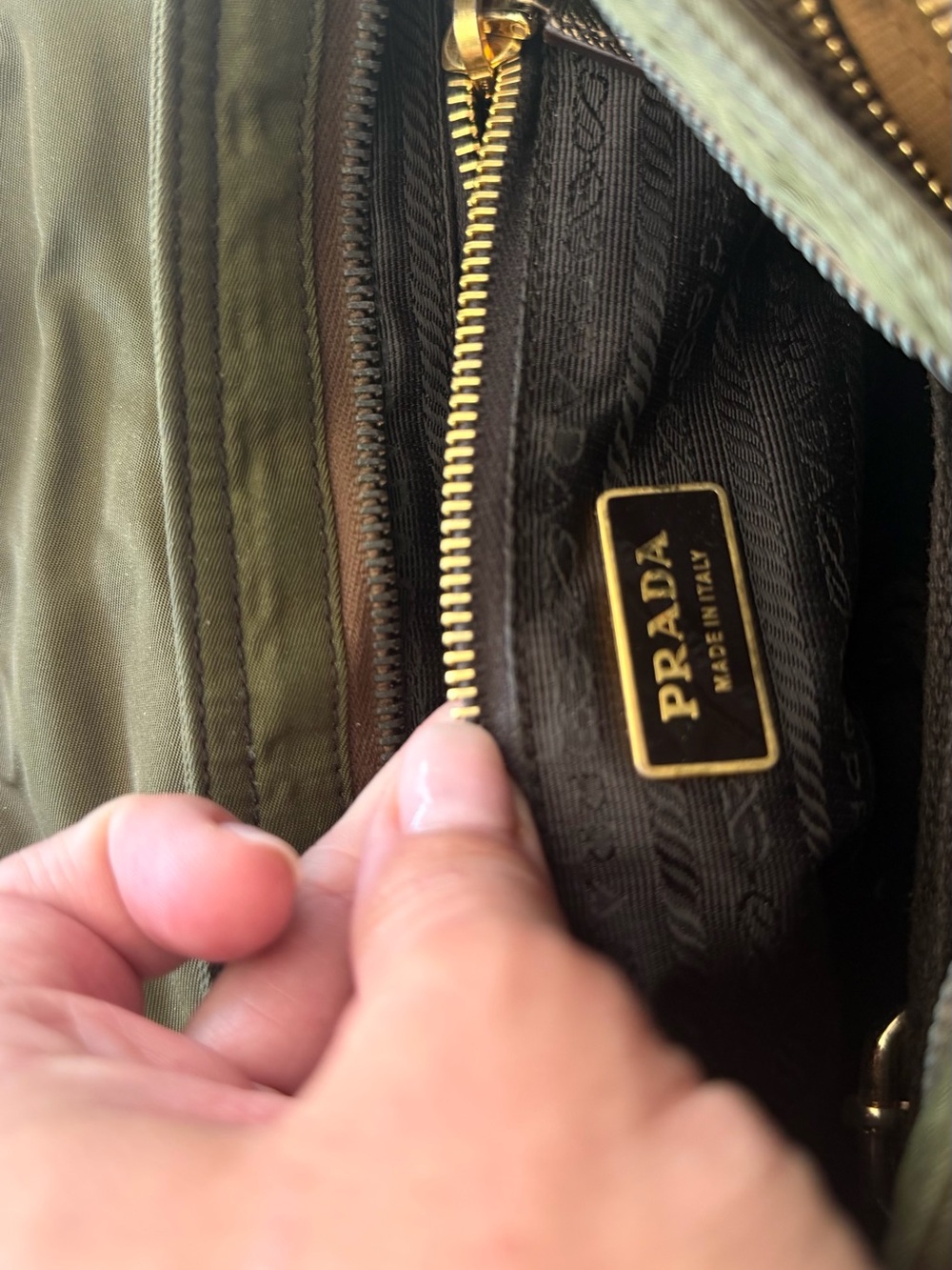 Prada Olive Green Nylon Crossbody with Gold Hardware - Picture 7 of 7
